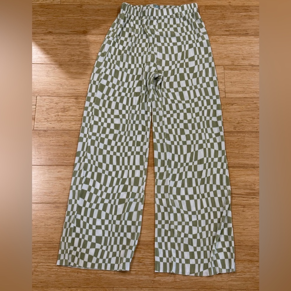 Green and White Checkered Pants